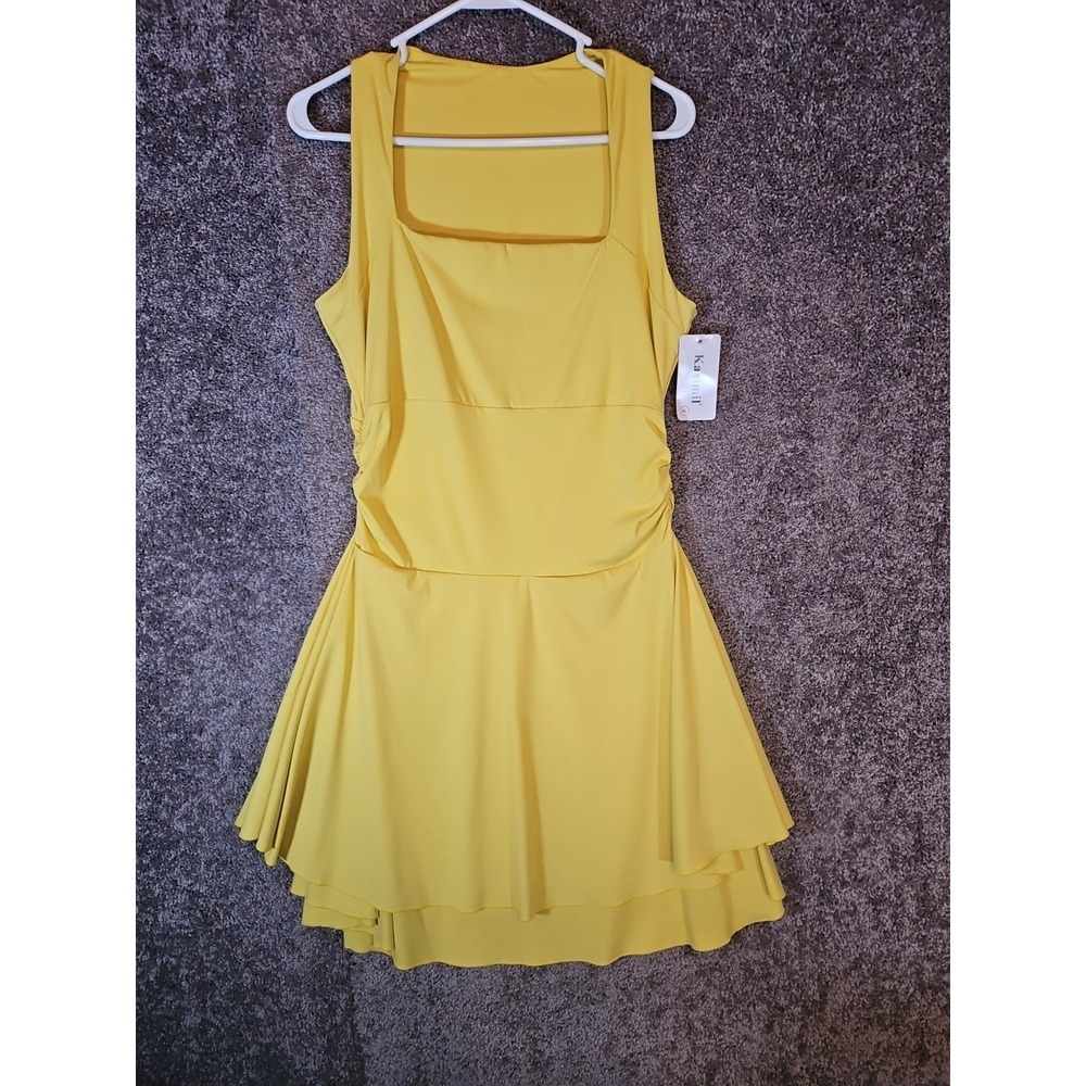 Kaximil Women's Yellow Square Neck Ruffled Mini Dress. Xl NWT